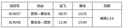 祥鹏航空7月16日开通昆明至普吉岛直飞航线!